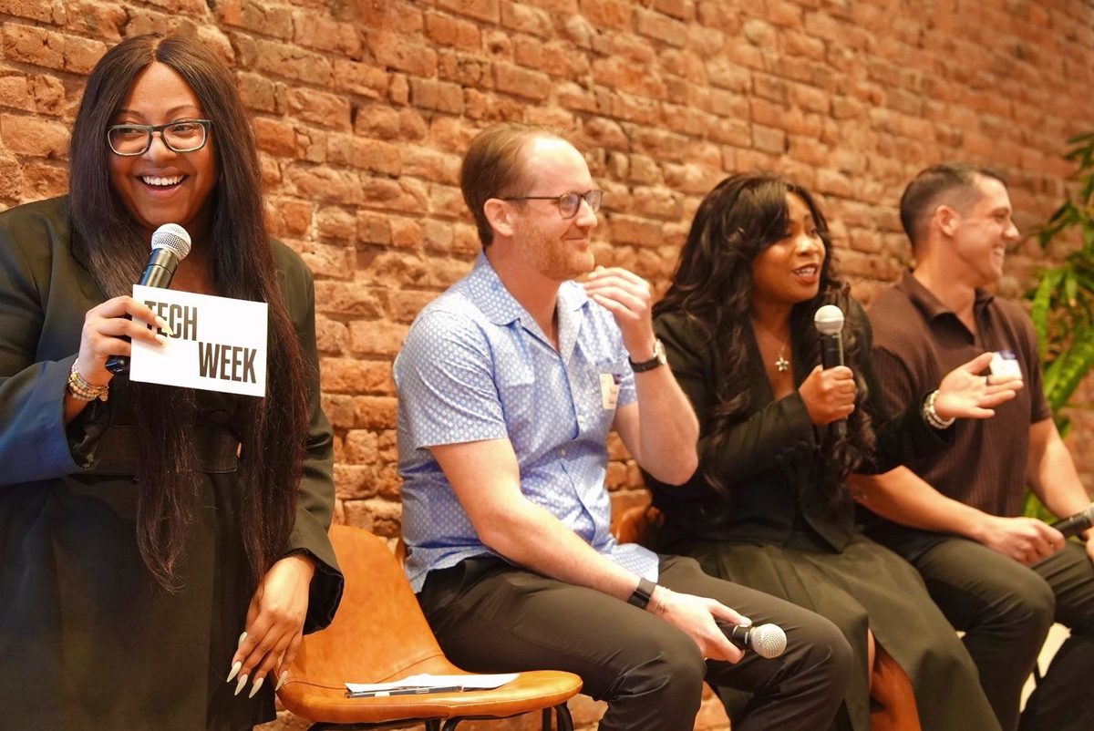 Ashley on a panel at Tech Week